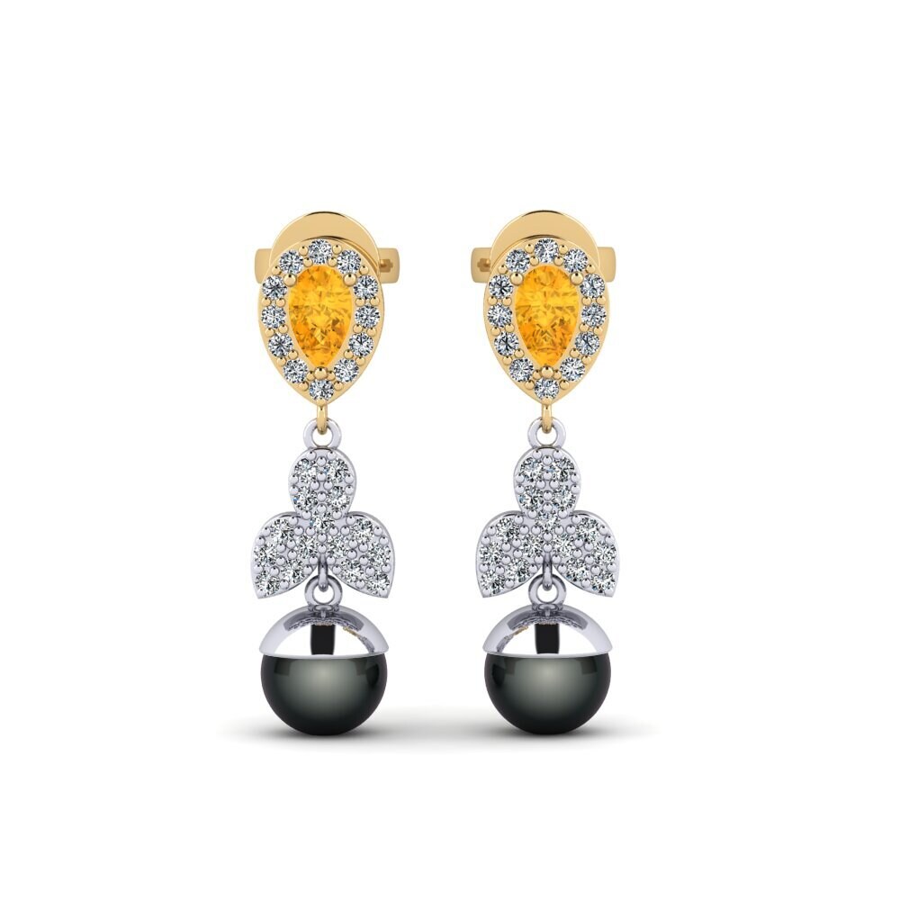 14ct White & Yellow Gold Citrine Women's Earring Jabli