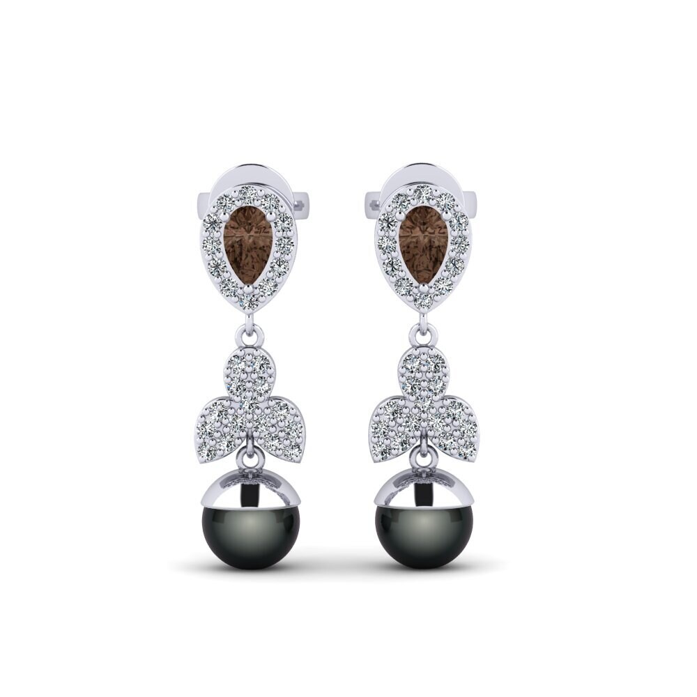 18ct White Gold Smoky Quartz Women's Earring Jabli