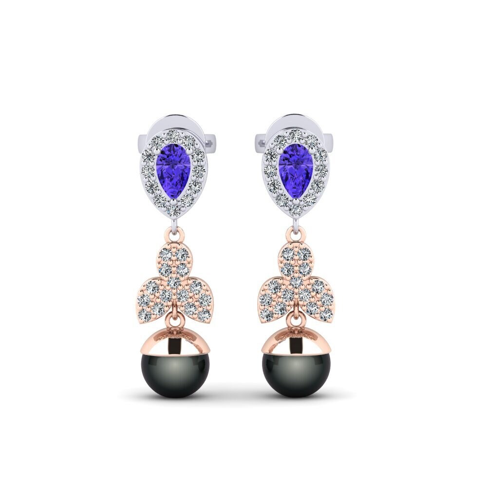 14ct Rose & White Gold Tanzanite Women's Earring Jabli