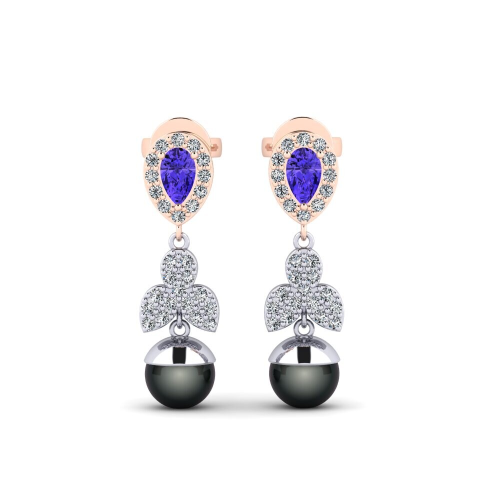 18ct White & Rose Gold Tanzanite Women's Earring Jabli