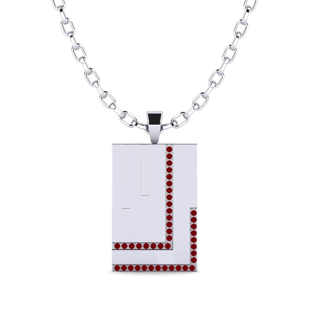Weißgold 375 Roter Zirkonia Herren-Anhänger Jachiel