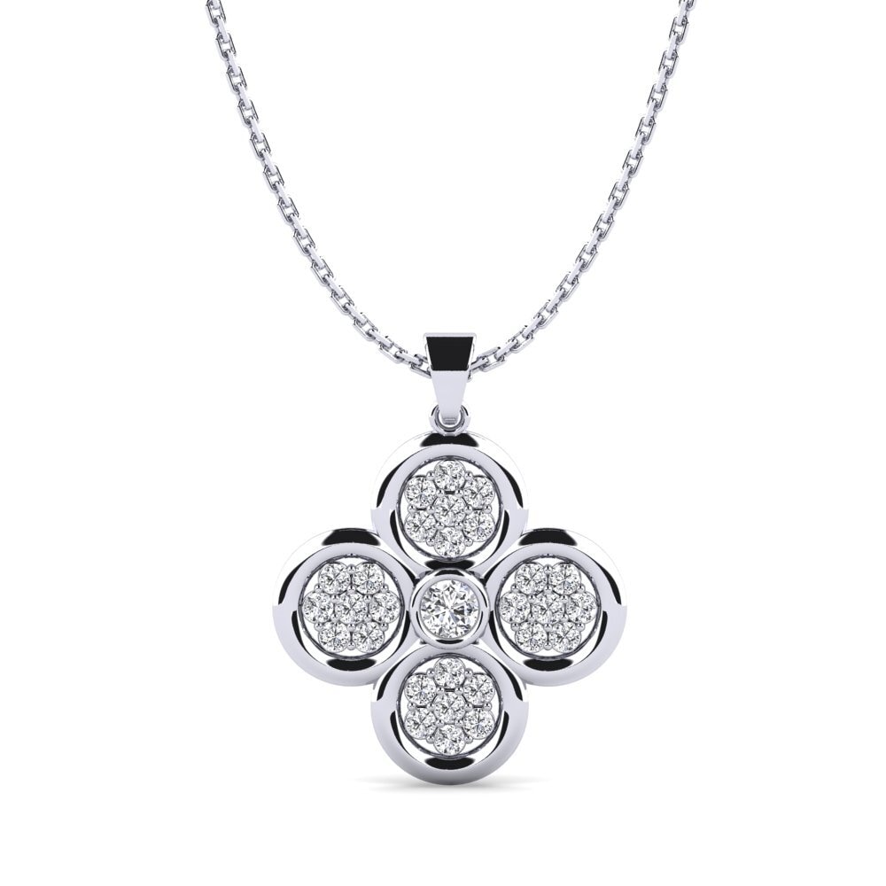 Pendentif Diamant 1/4 Carat (0.25ct) En Or Blanc 9 Carats - Chaîne 40.5 Cm - Neuf Avec étiquettes