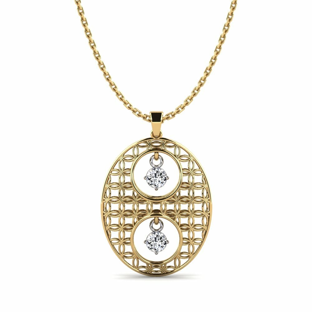 14k Oro Amarillo & Blanco Colgante de Mujer Jackquelines