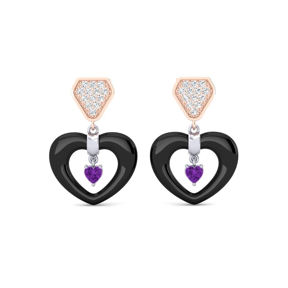 9ct Rose & White Gold Amethyst Women's Earring Jacque