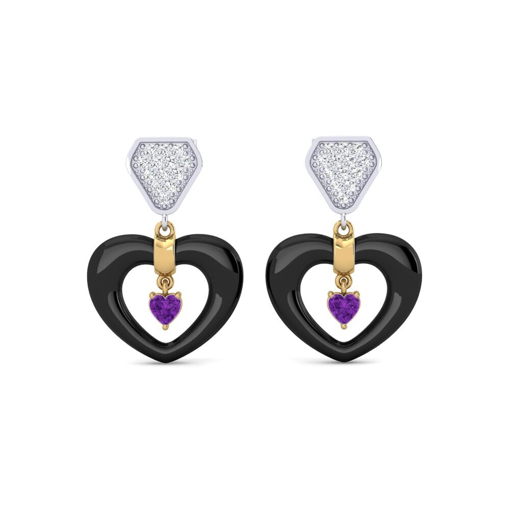14ct White & Yellow Gold Amethyst Women's Earring Jacque