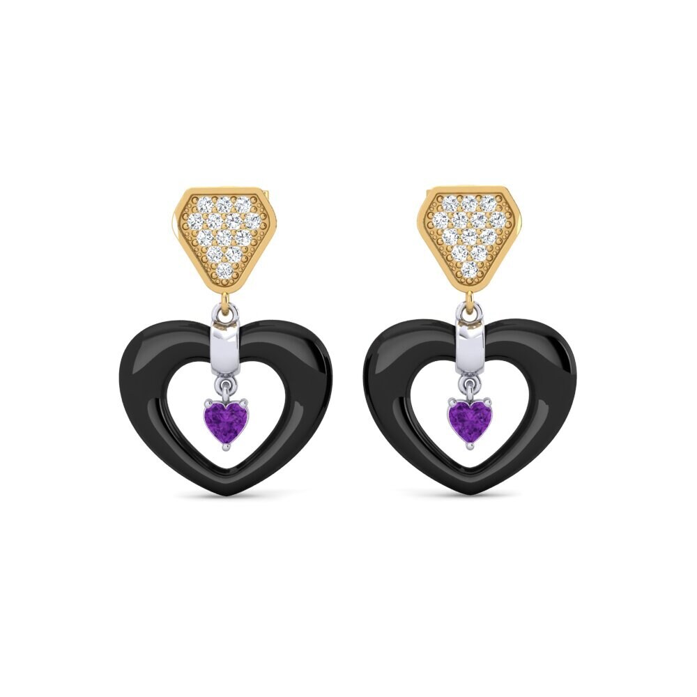 9ct Yellow & White Gold Amethyst Women's Earring Jacque