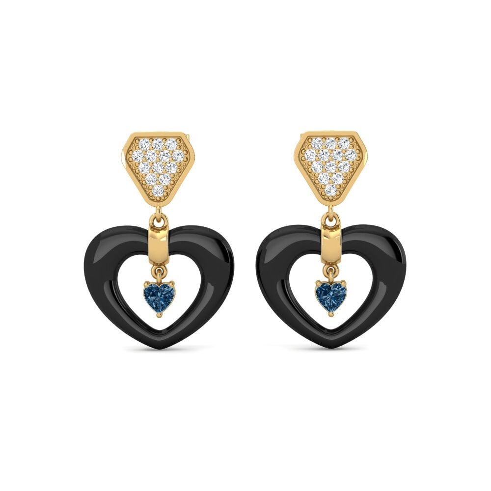 9ct Yellow Gold Blue Diamond Women's Earring Jacque