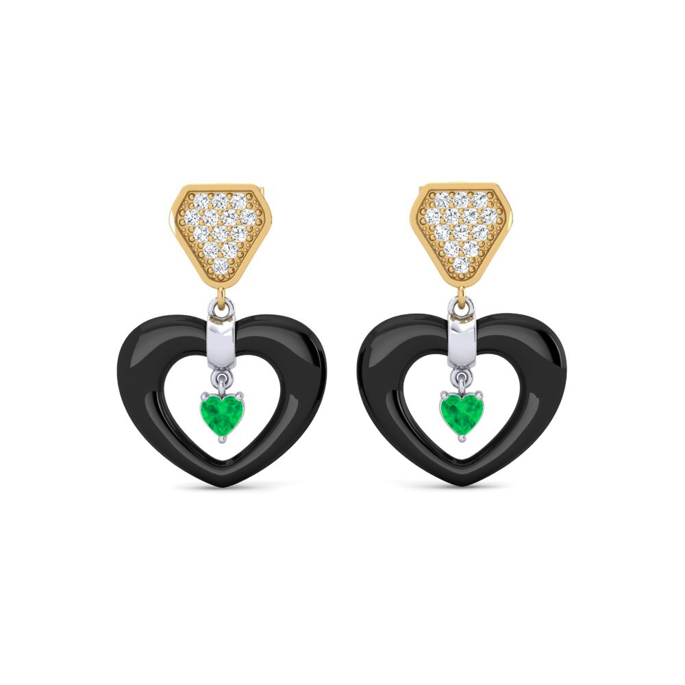 14ct Yellow & White Gold Emerald Women's Earring Jacque