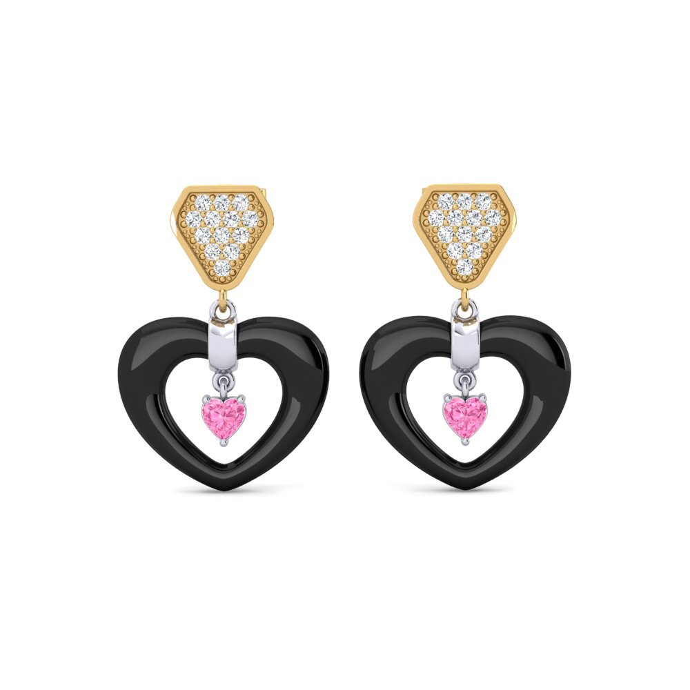 14ct Yellow & White Gold Pink Sapphire Women's Earring Jacque