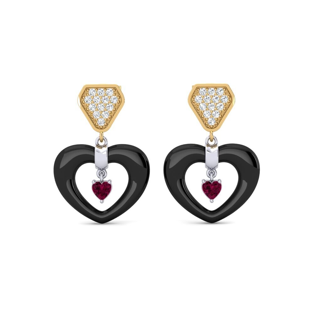 18ct Yellow & White Gold Rhodolite Garnet Women's Earring Jacque