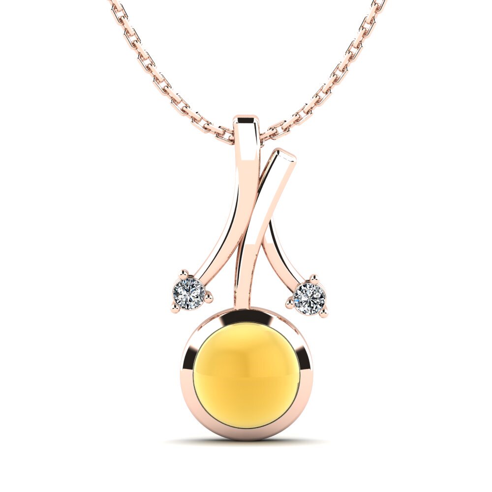 14k Oro Rosa Citrino Cabujón Colgante de Mujer Jacquie