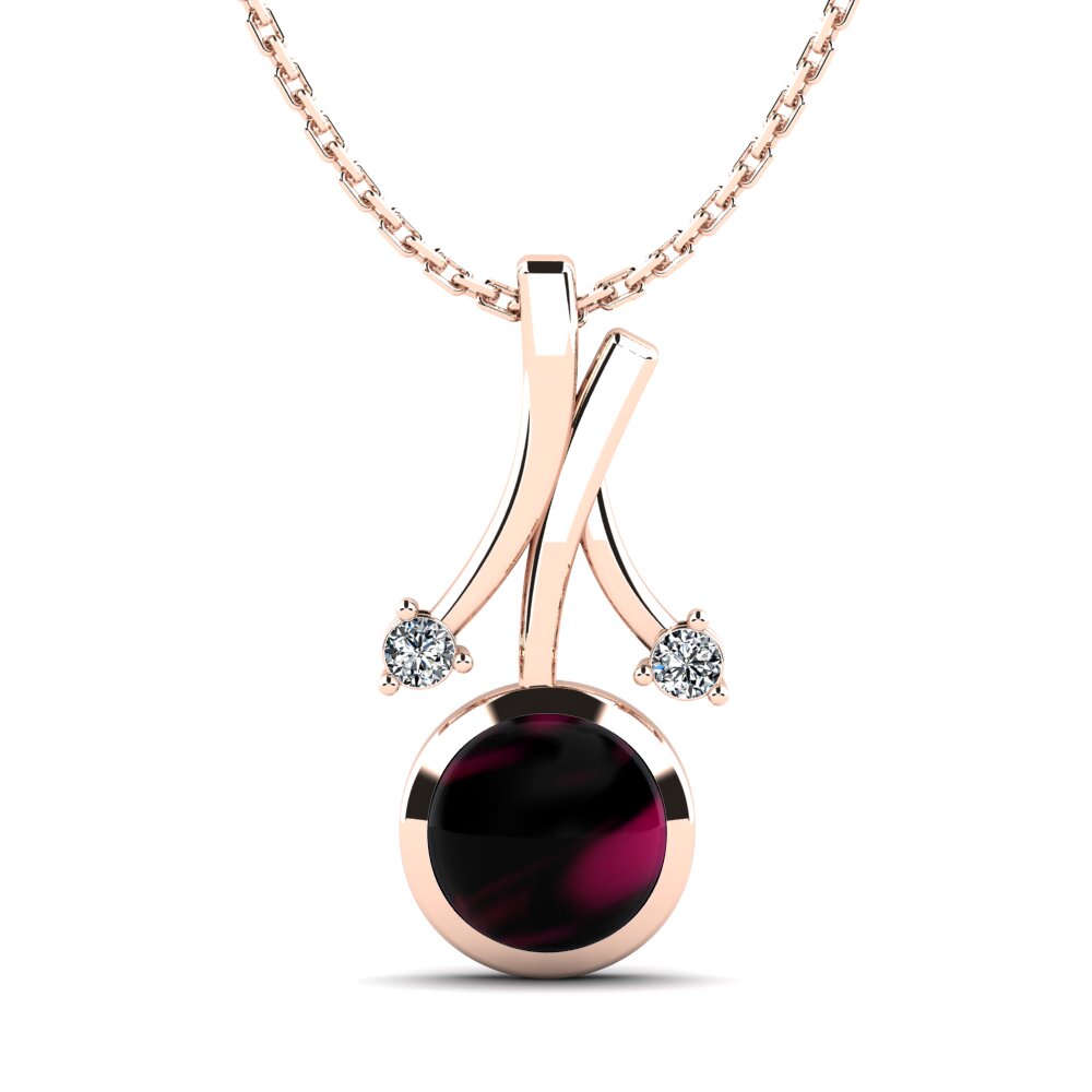 14k Oro Rosa Granate Rhodolite Cabujón Colgante de Mujer Jacquie