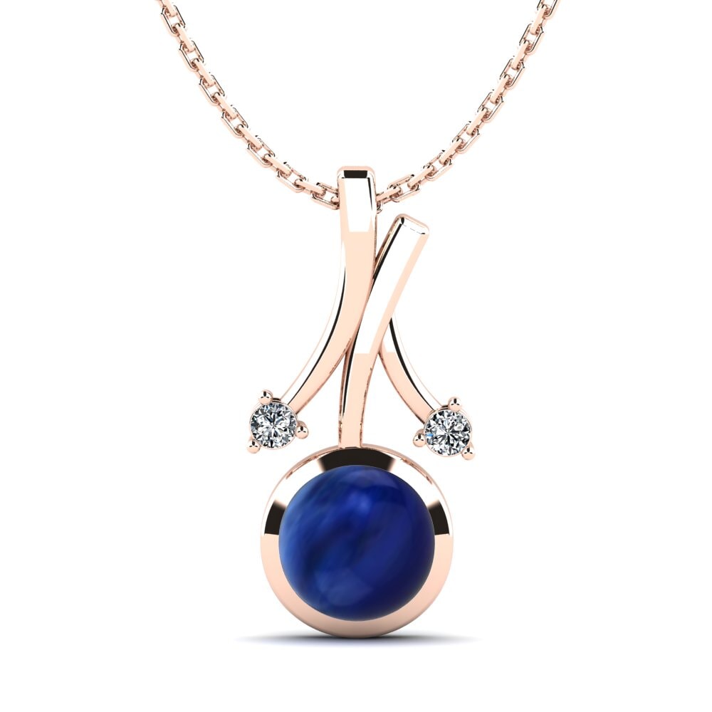14k Oro Rosa Zafiro Cabujón Colgante de Mujer Jacquie