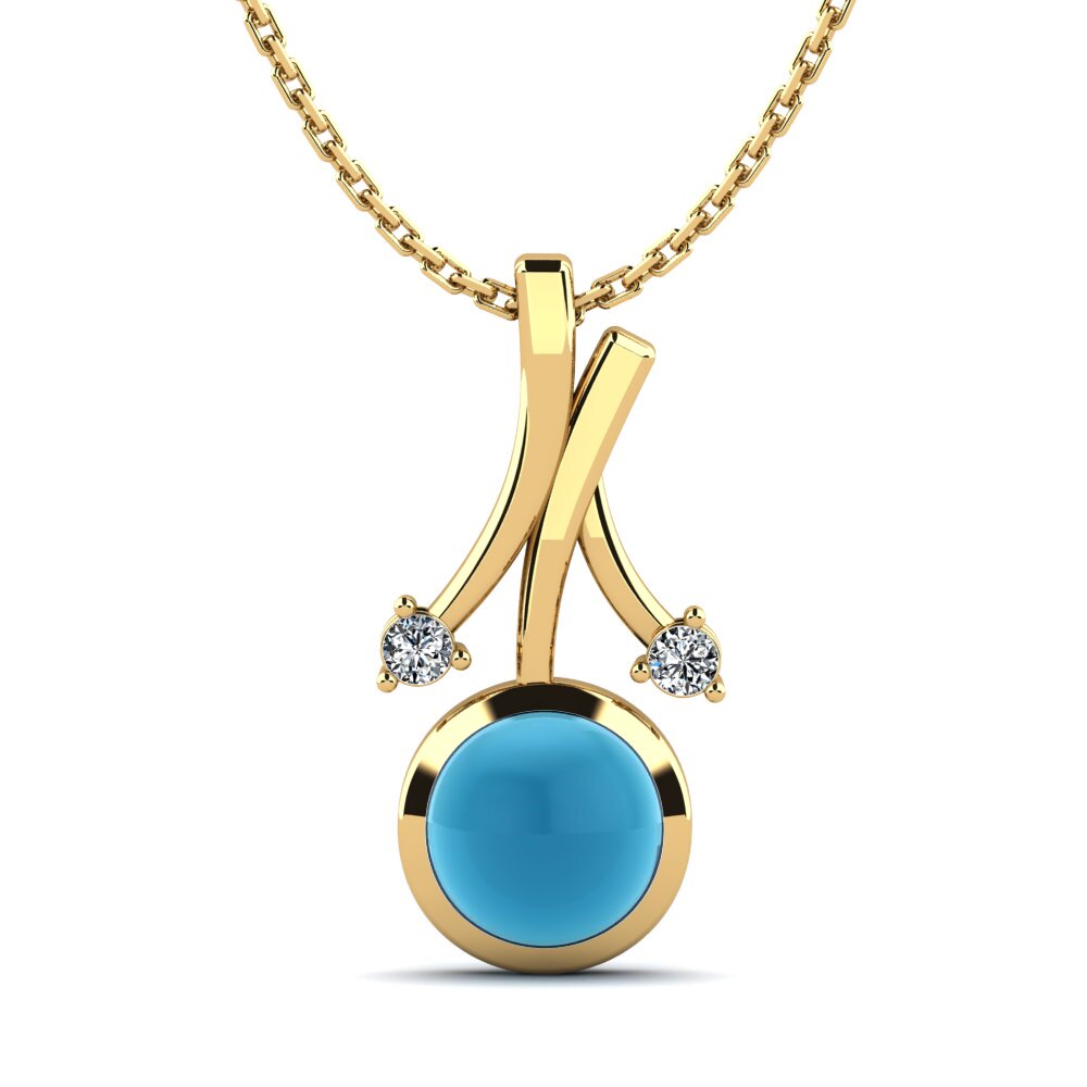 18k Oro Amarillo Topacio Azul Cabujón Colgante de Mujer Jacquie