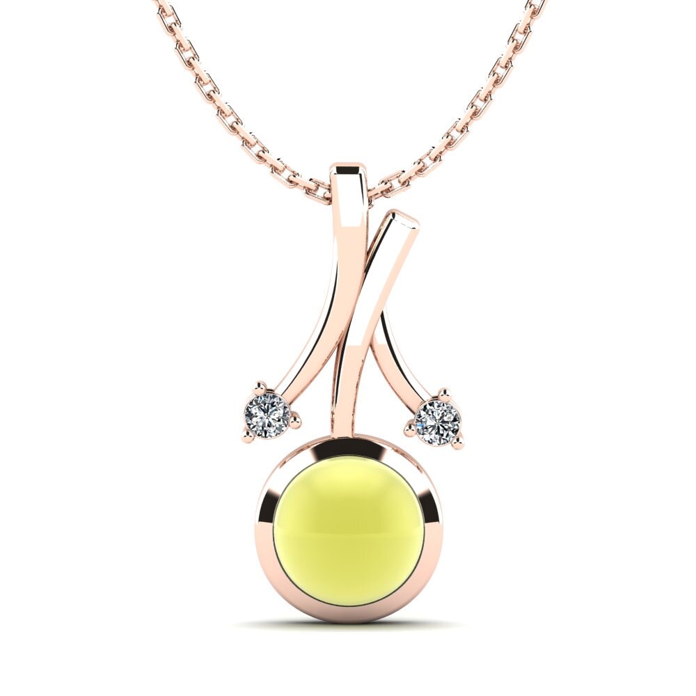14k Oro Rosa Topacio Limón Cabujón Colgante de Mujer Jacquie