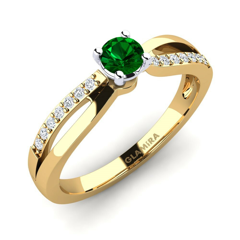 Swarovski Green 14k Yellow & White Gold Engagement Ring Jade