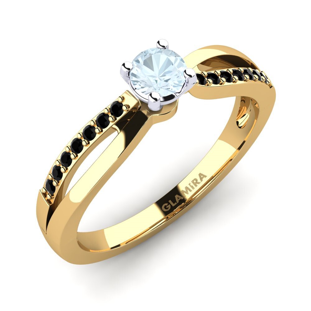 14ct Yellow & White Gold Aquamarine Engagement Ring Jade