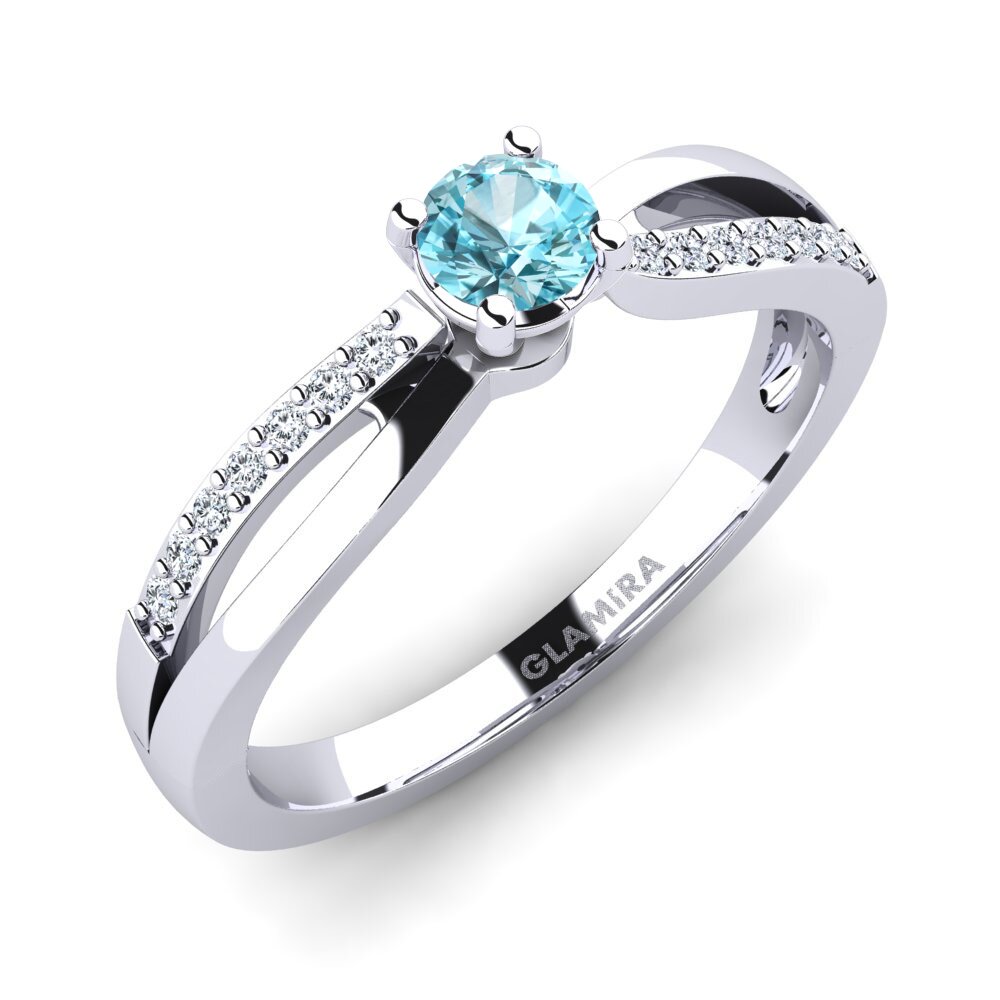 950 Platinum Blue Zircon Engagement Ring Jade