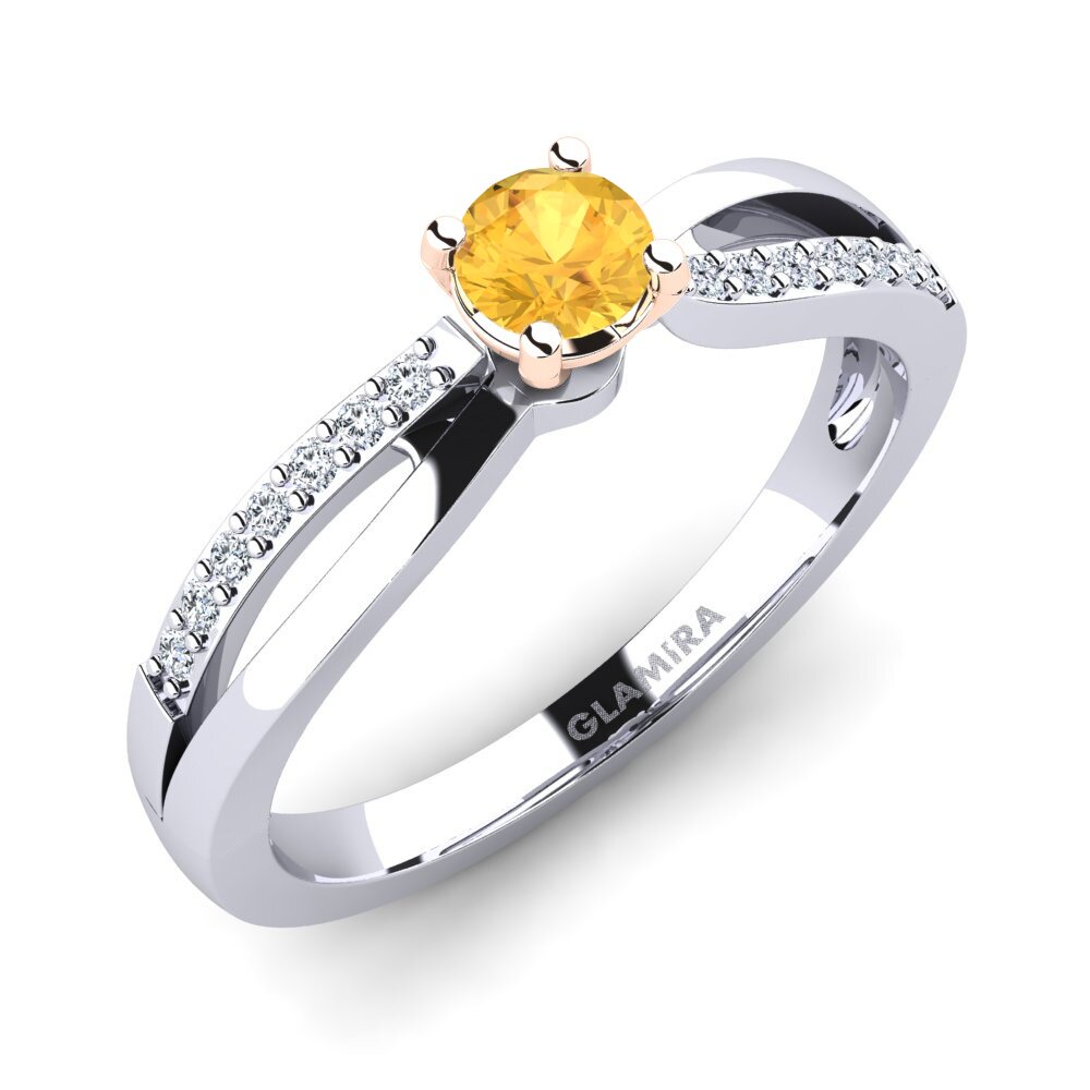 18ct White & Rose Gold Citrine Engagement Ring Jade