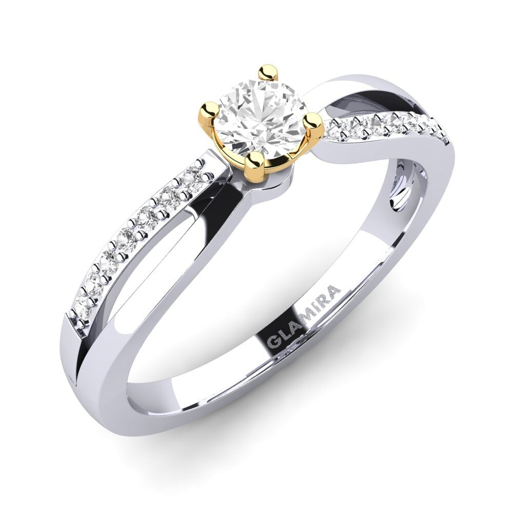 14ct White / Yellow Gold White sapphire Engagement Ring Jade