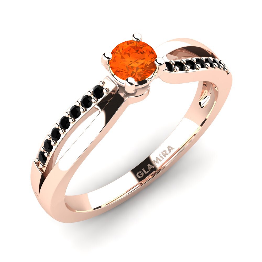 14ct Rose Gold Fire Opal Engagement Ring Jade