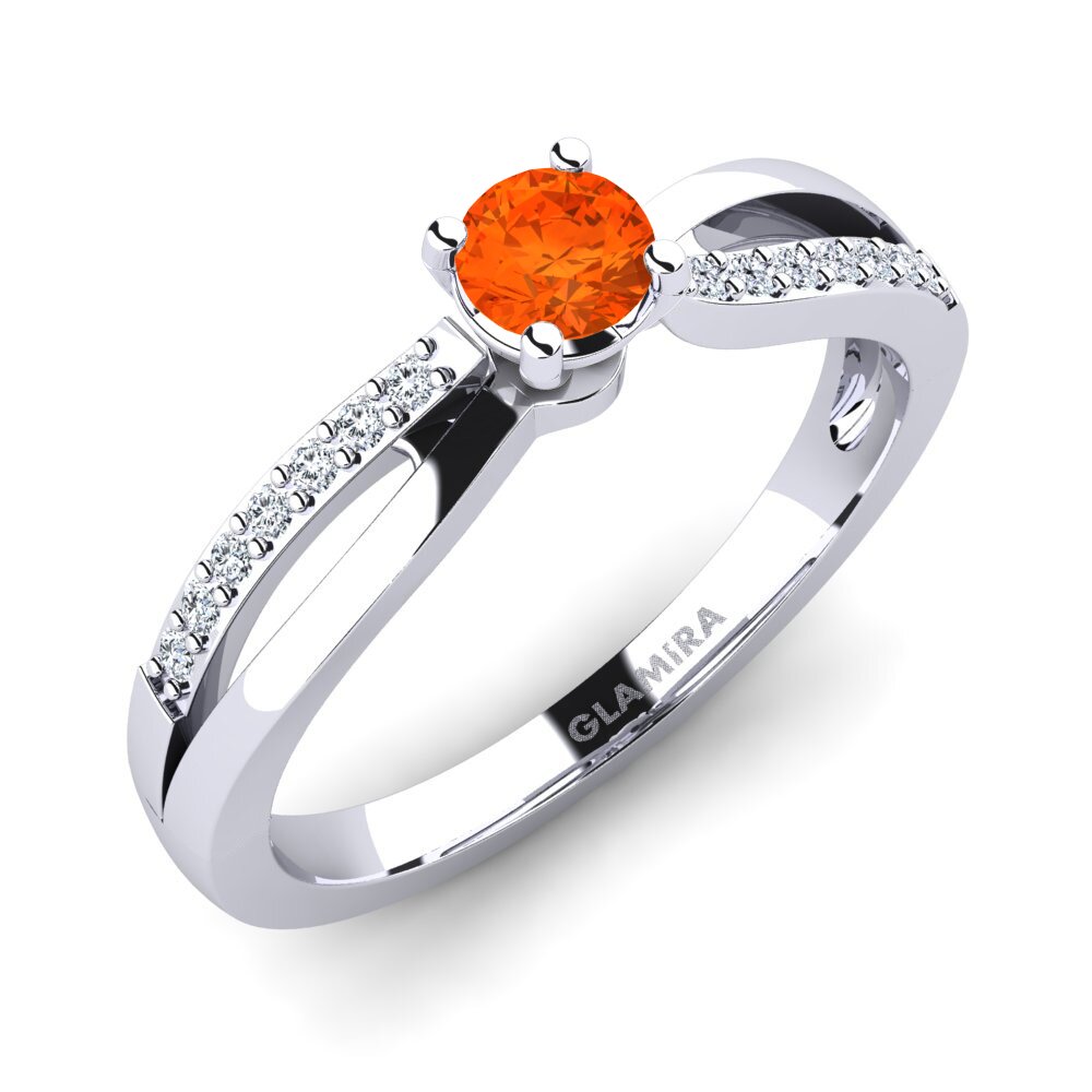 9ct White Gold Fire Opal Engagement Ring Jade