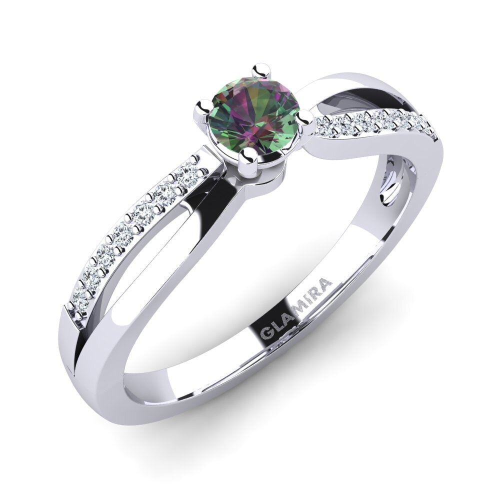 950 Platinum Mystic Topaz Engagement Ring Jade