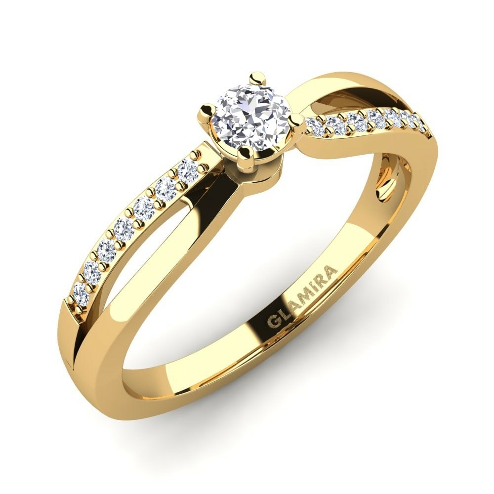 鑽石 14k 黃色K金 訂婚戒指 Jade 0.16crt