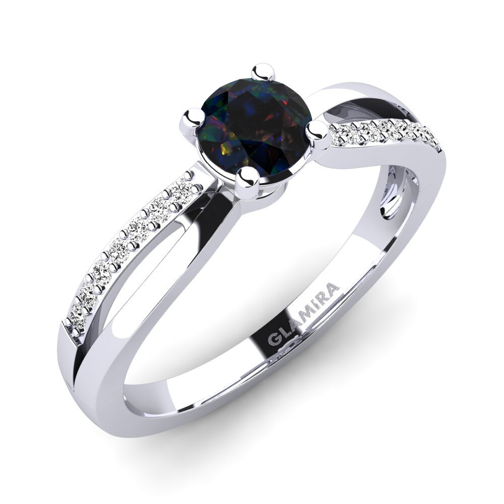 Black Opal Engagement Ring Jade 0.5 crt