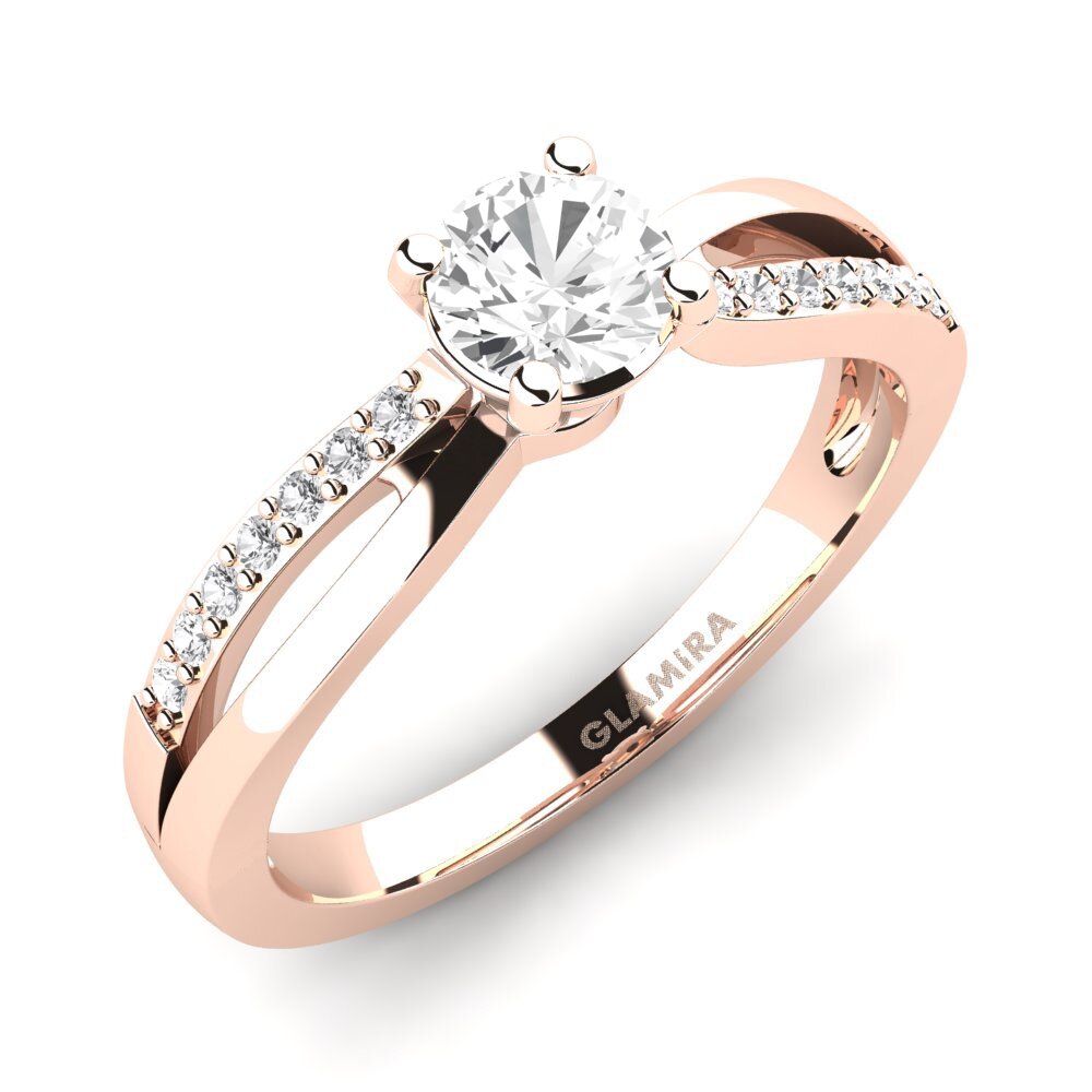 14ct Rose Gold White sapphire Engagement Ring Jade 0.5 crt
