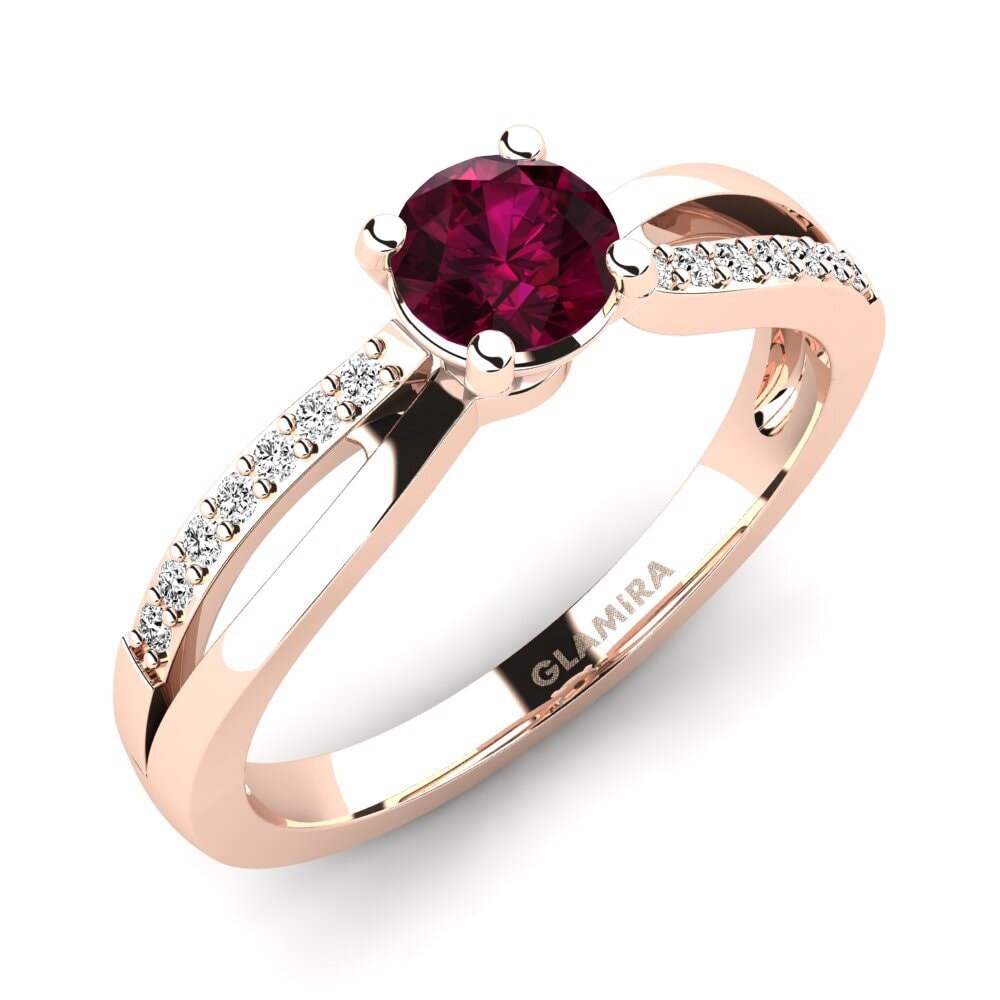 14ct Rose Gold Rhodolite Garnet Engagement Ring Jade 0.5 crt