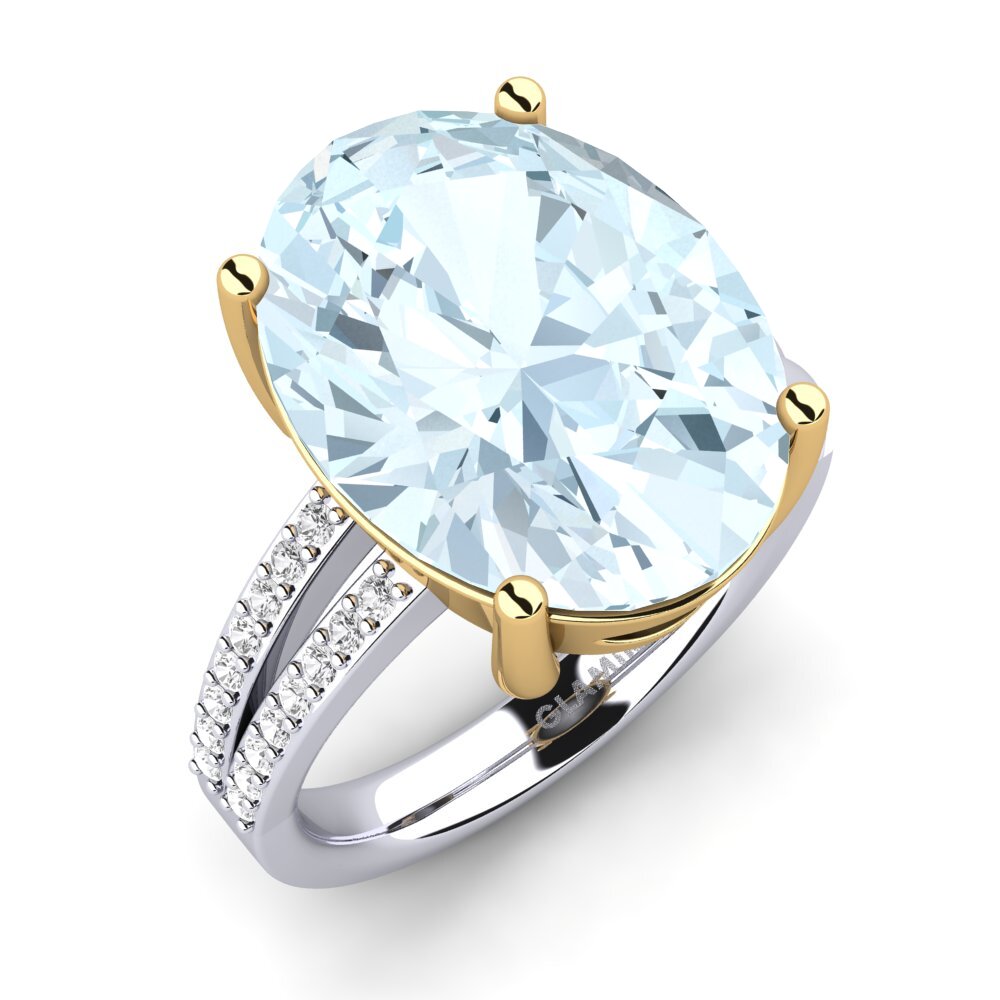 9k Oro Blanco & Amarillo Anillo Jadora