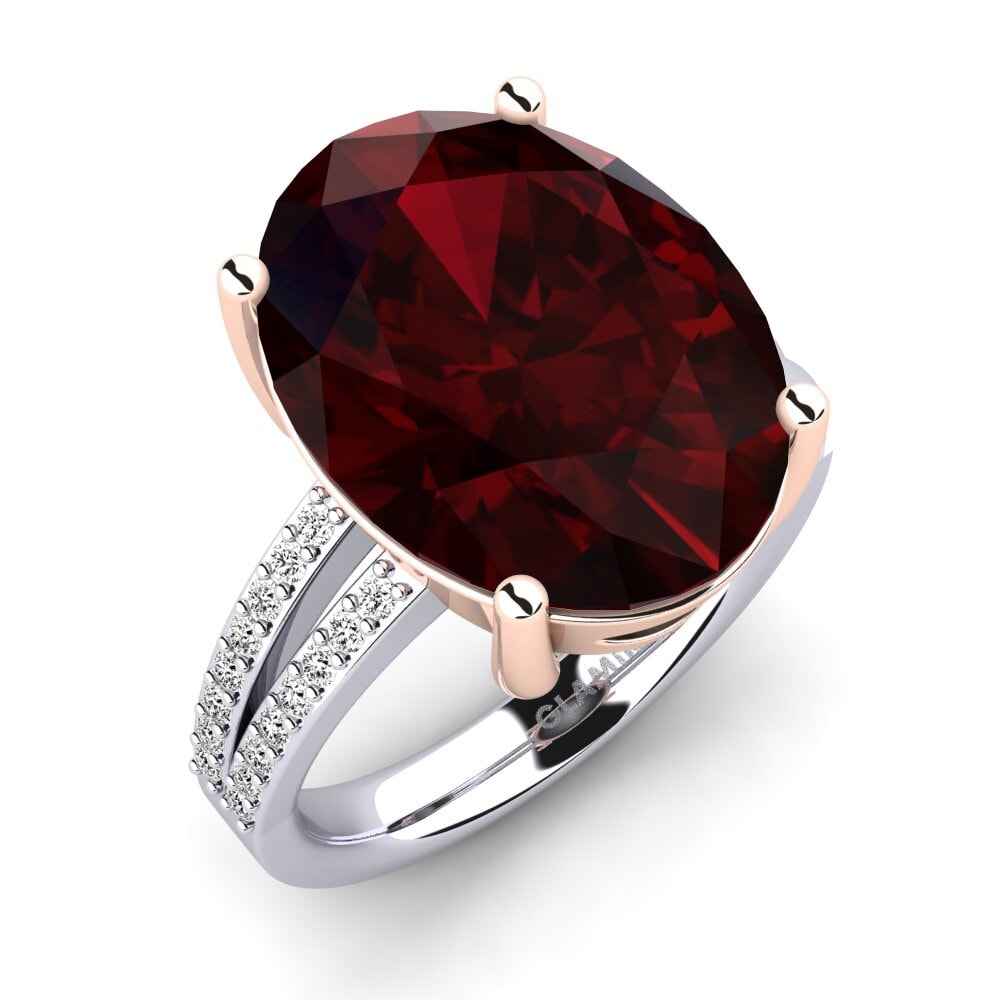 18k Oro Blanco & Rosa Granate Anillo Jadora