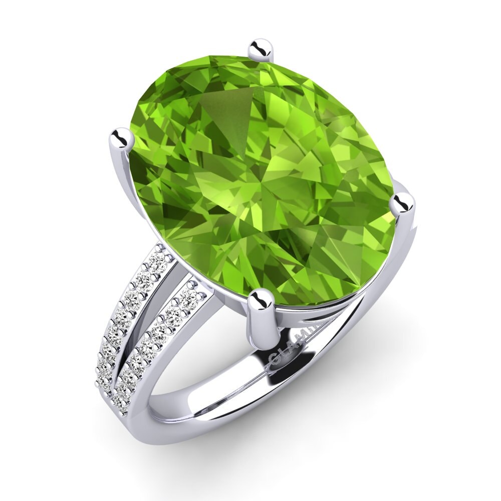 Ouro Branco 18K peridot Anel Jadora