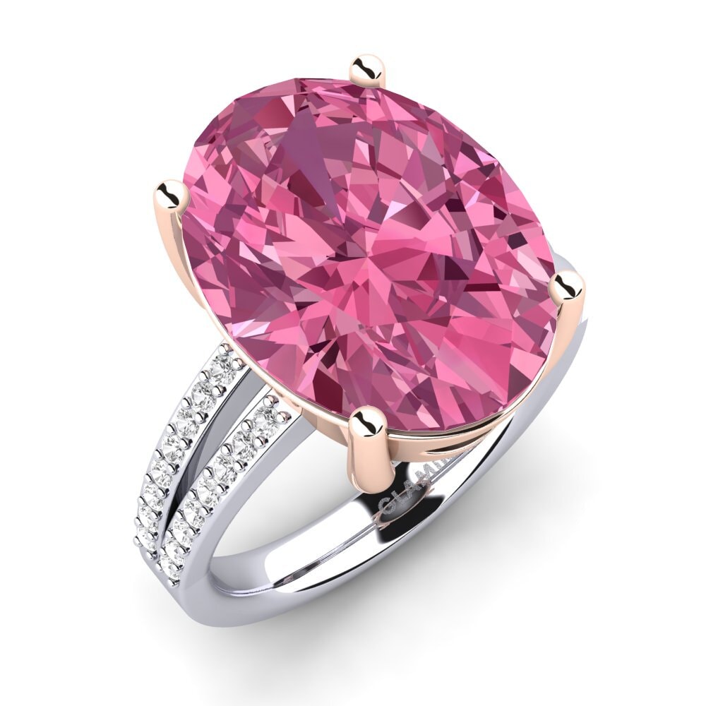 18k Oro Blanco & Rosa Anillo Jadora
