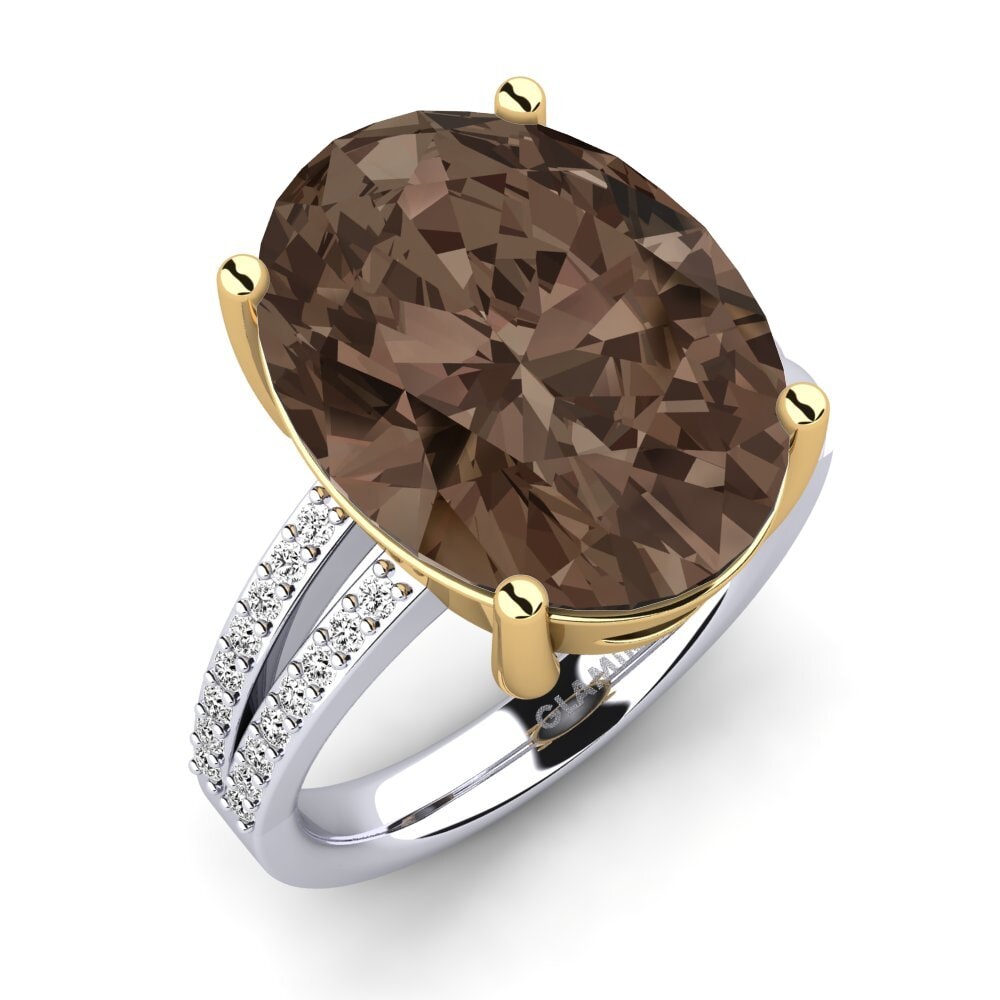 18ct White / Yellow Gold Smoky Quartz Ring Jadora