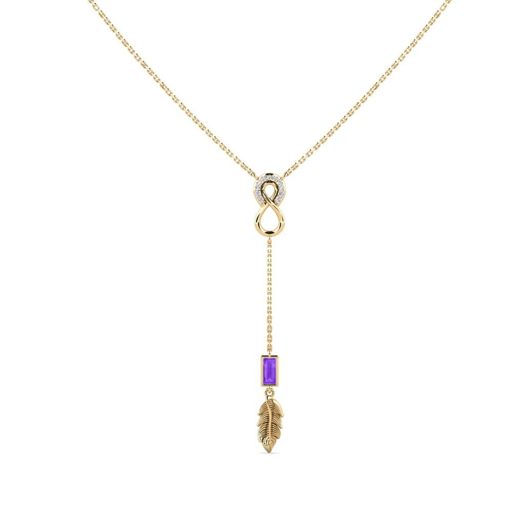 9ct Yellow Gold Amethyst Women's Necklace Jaihate