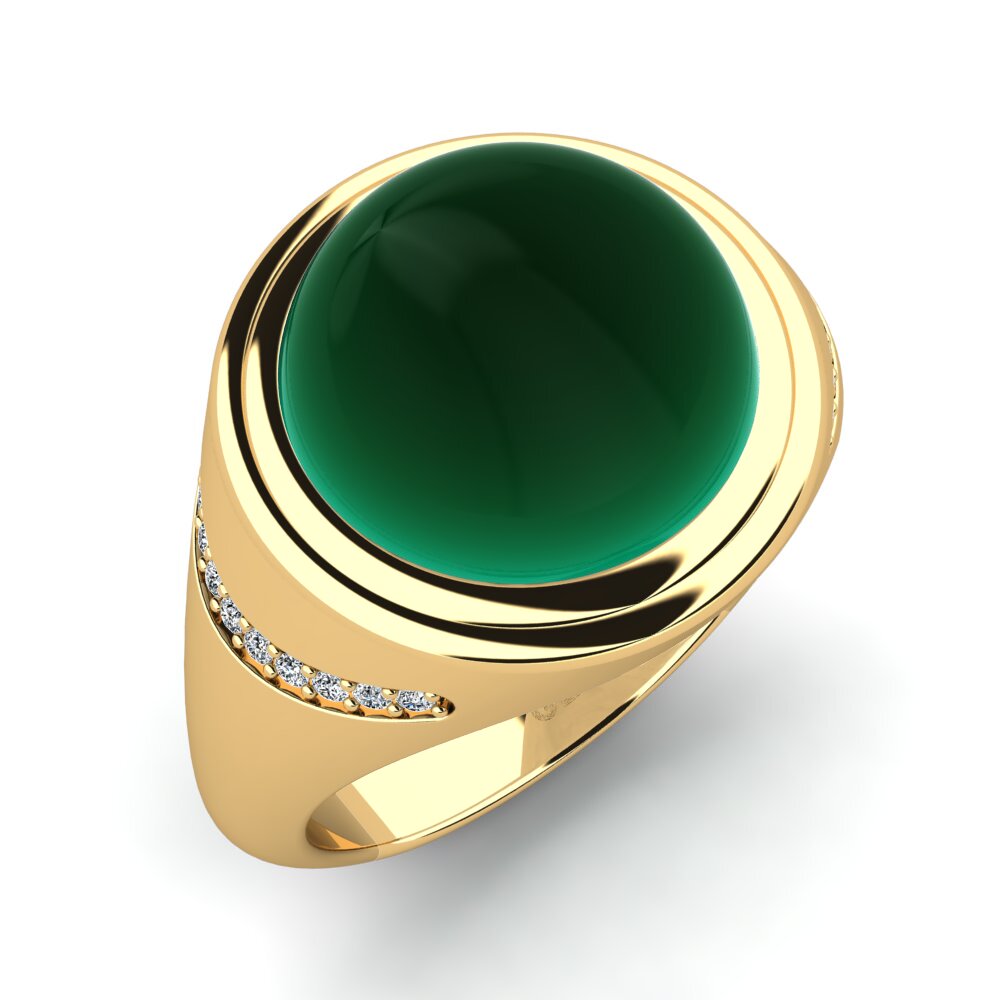 Or Jaune 9k Émeraude Cabochon Bague Jailen