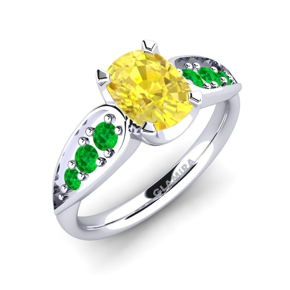 18k Oro blanco Cojín Anillo Jaleissa