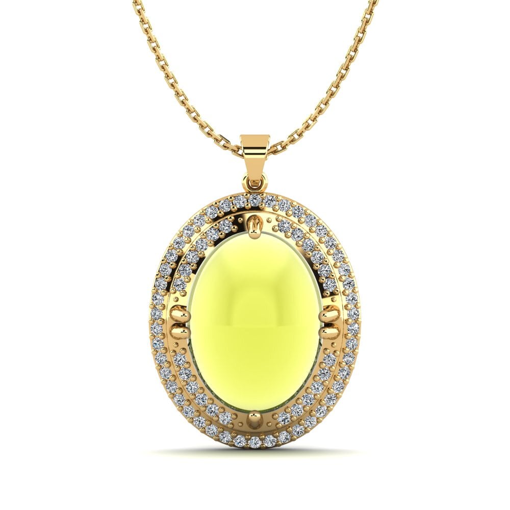 14k Oro Amarillo Topacio Limón Cabujón Colgante de Mujer Jalendu