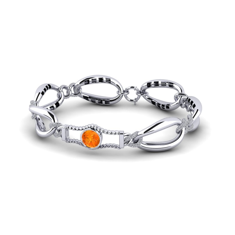 Platine 950 Saphir orange Bracelet pour femme Jali