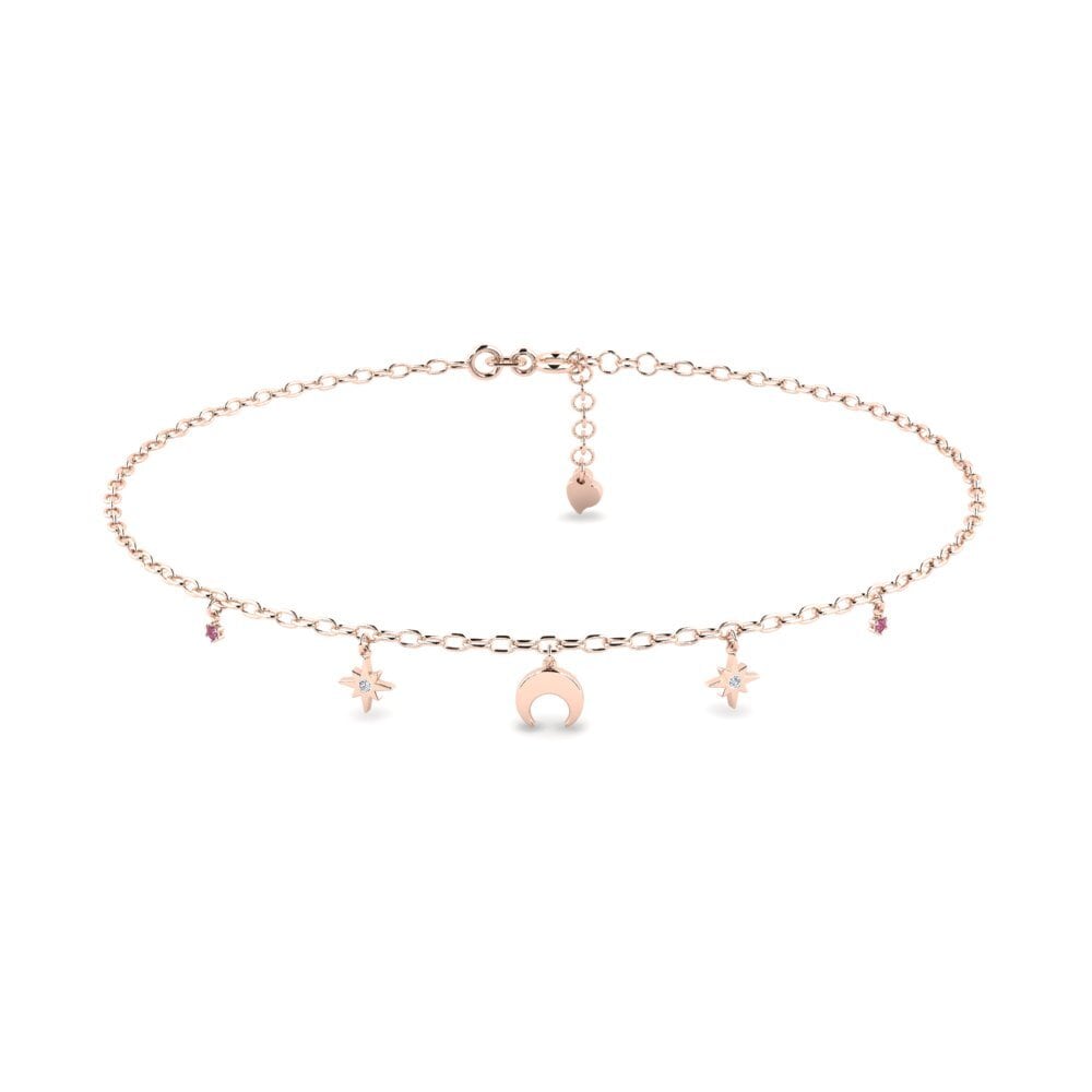 9ct Rose Gold Rhodolite Garnet Women's Anklet Jama