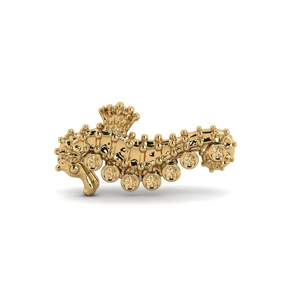 14ct Yellow Gold Brown Diamond Brooch Jamaly