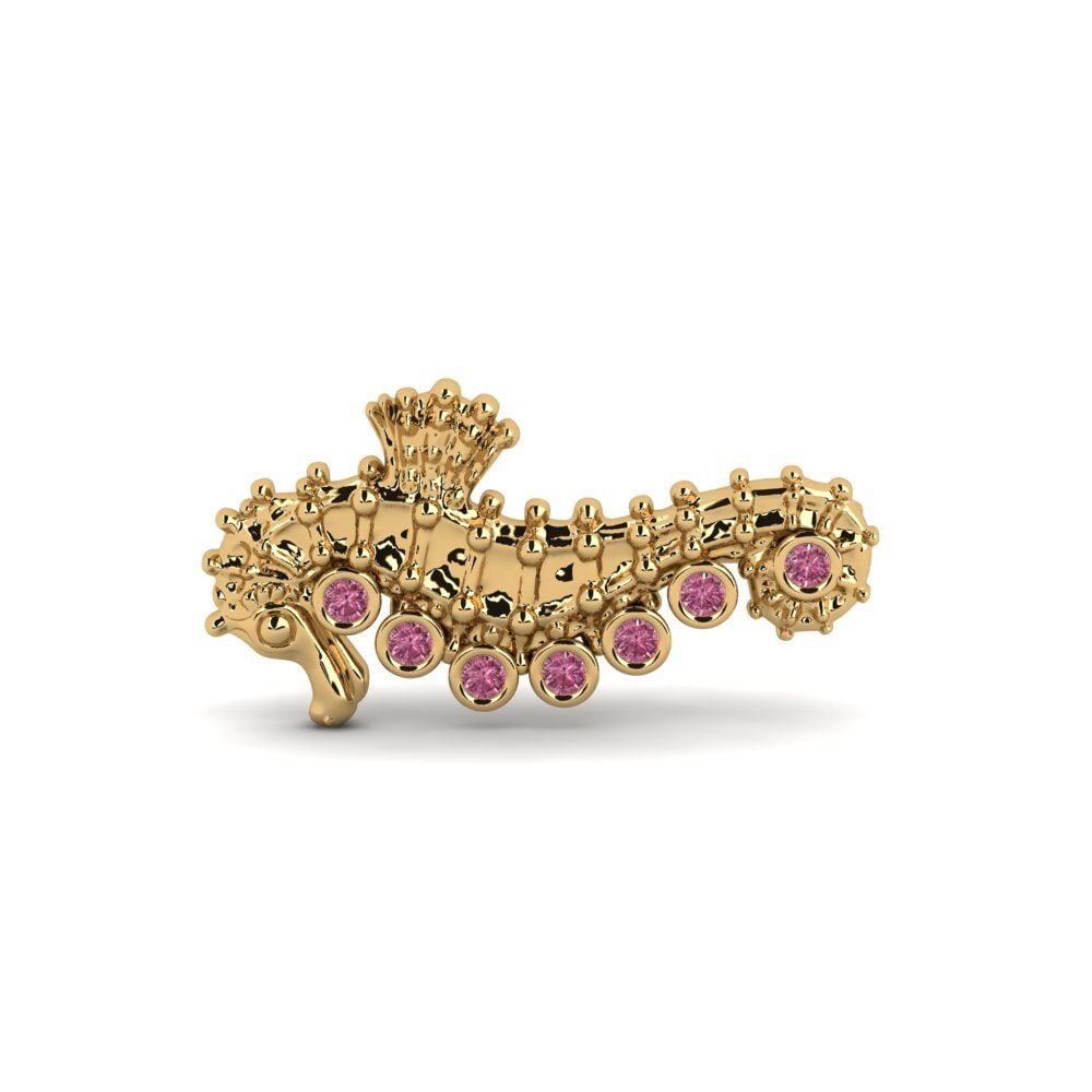 14ct Yellow Gold Rhodolite Garnet Brooch Jamaly