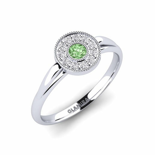 Anillo Jambo Oro Blanco 585 & Diamante Verde & Diamante