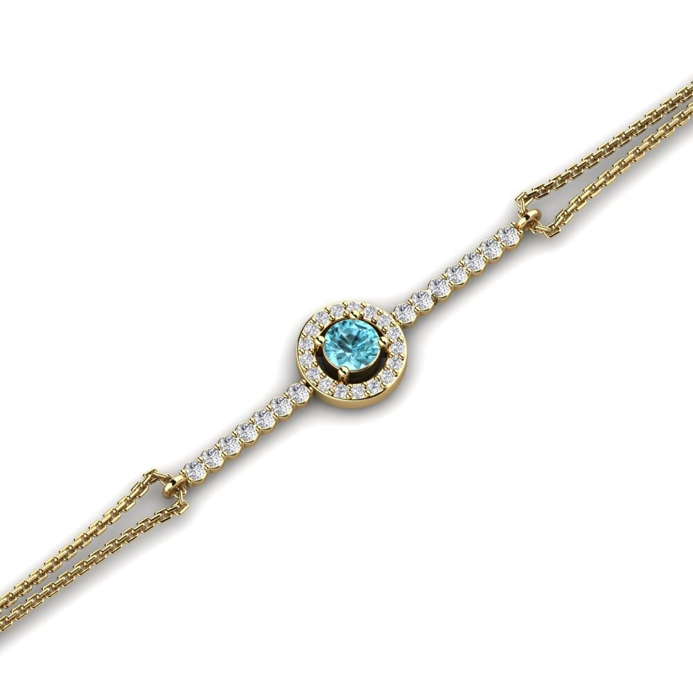 18ct Yellow Gold Blue Zircon Women's Bracelet Jamey