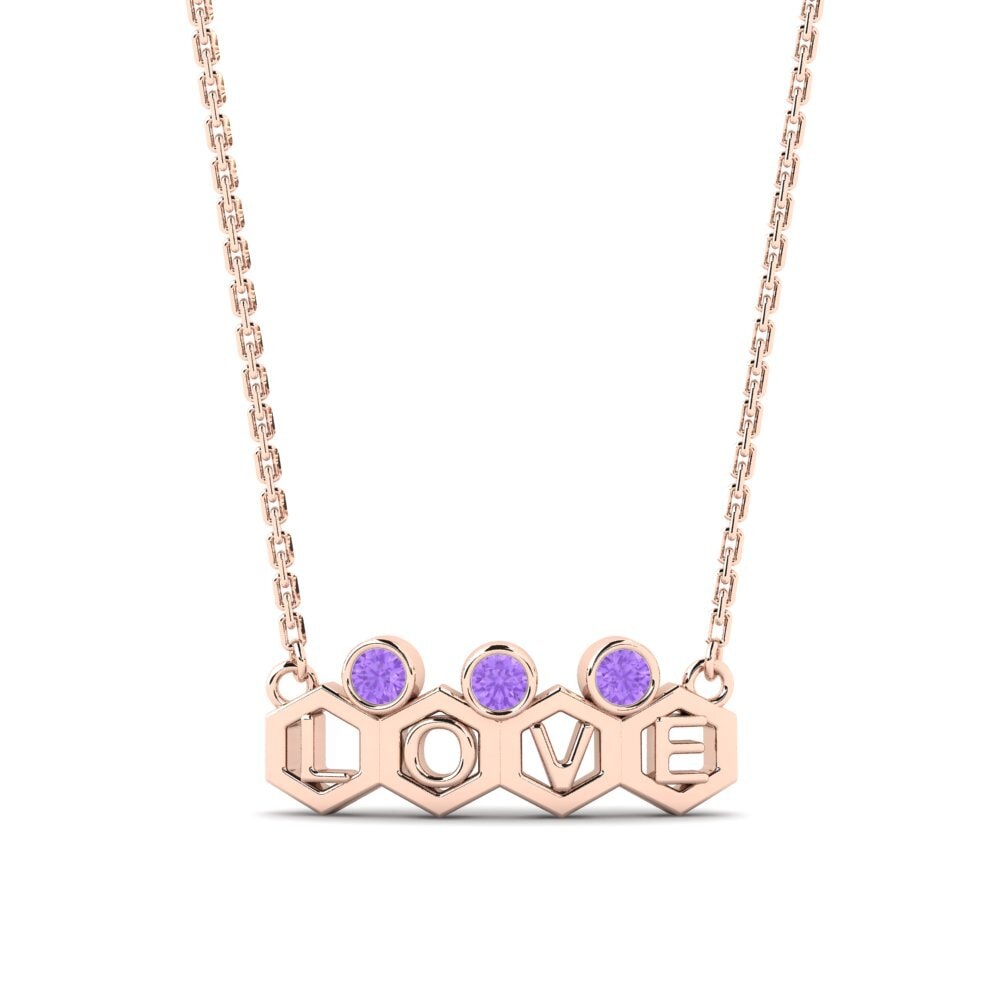 Rotgold 585 Amethyst Damen halskette Jamini