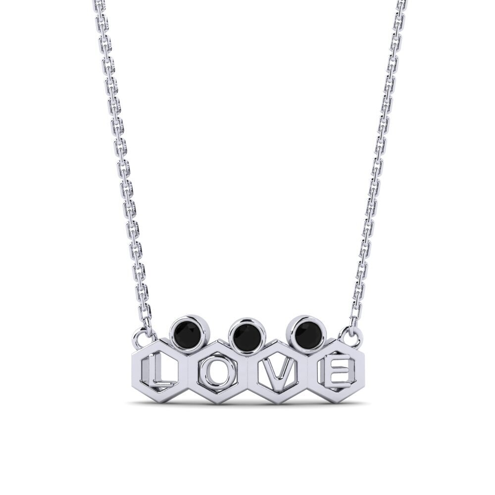 Weißgold 585 Schwarzer Diamant Damen halskette Jamini