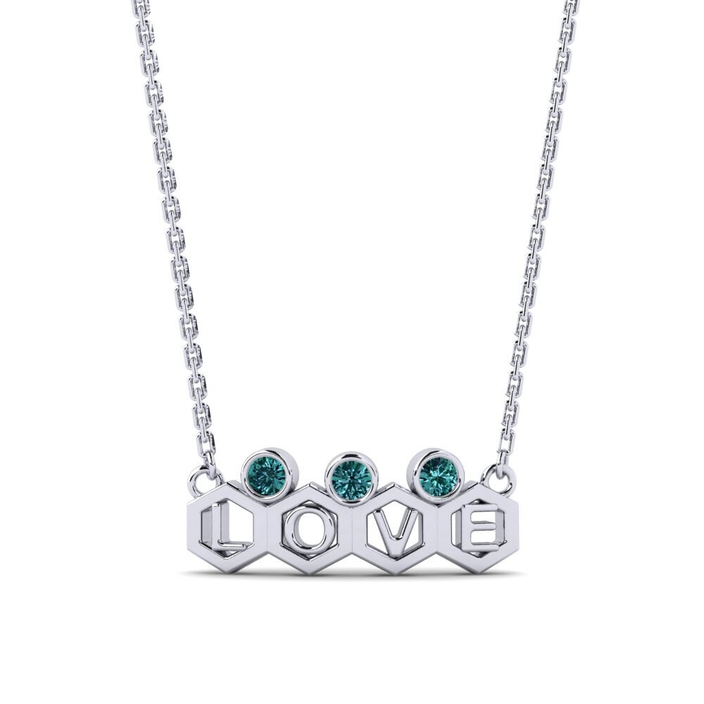 Weißgold 375 Blauer Diamant Damen halskette Jamini