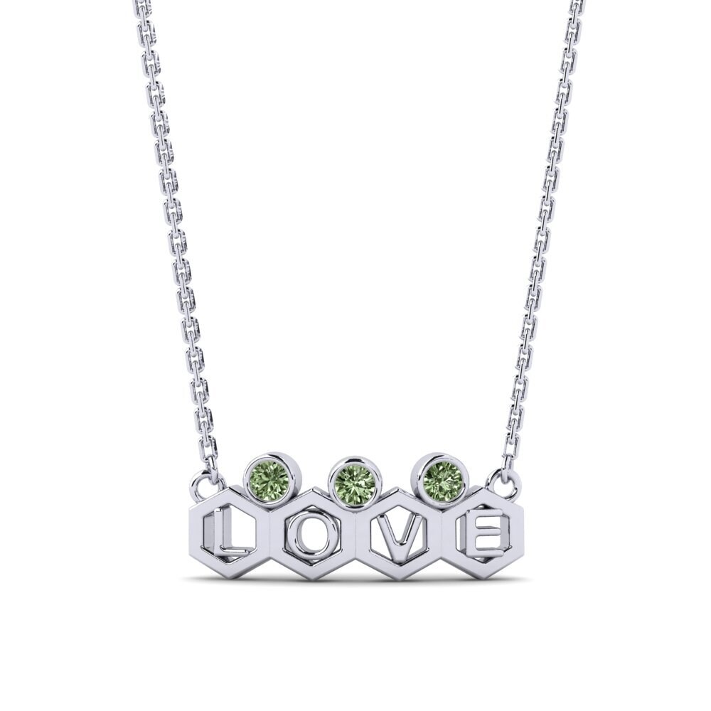Weißgold 375 Grüner Diamant Damen halskette Jamini